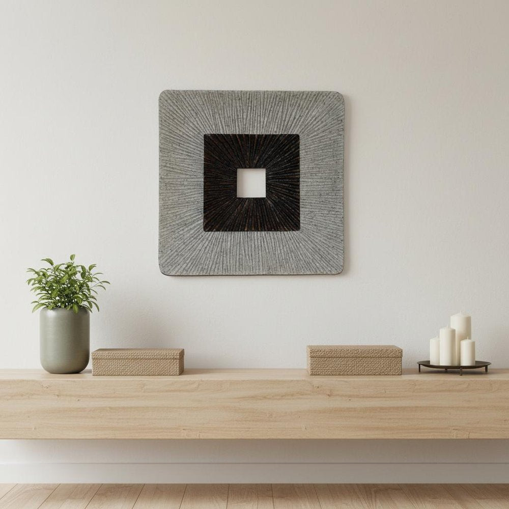 Brown & Gray Square Ribbed Minimalistic Wall Art