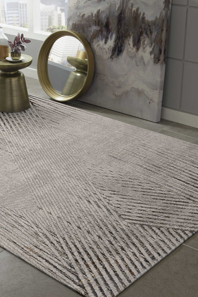 10' X 13' Ivory And Gray Geometric Area Rug