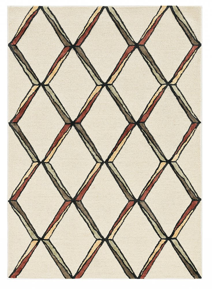 12' X 15' Beige Rust And Gold Wool Geometric Hand Tufted Area Rug