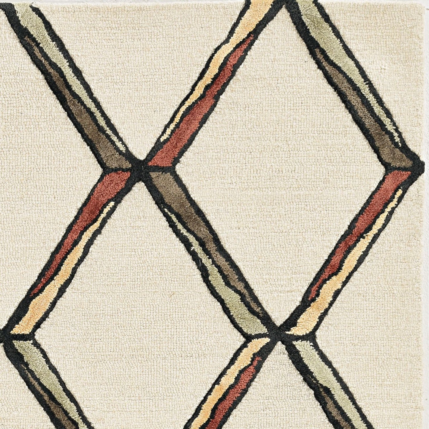 12' X 15' Beige Rust And Gold Wool Geometric Hand Tufted Area Rug
