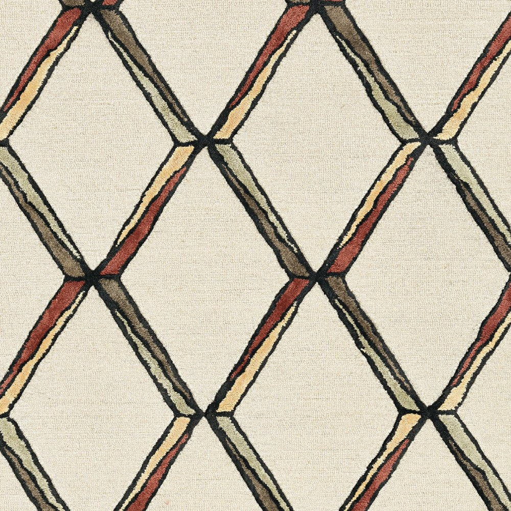 12' X 15' Beige Rust And Gold Wool Geometric Hand Tufted Area Rug