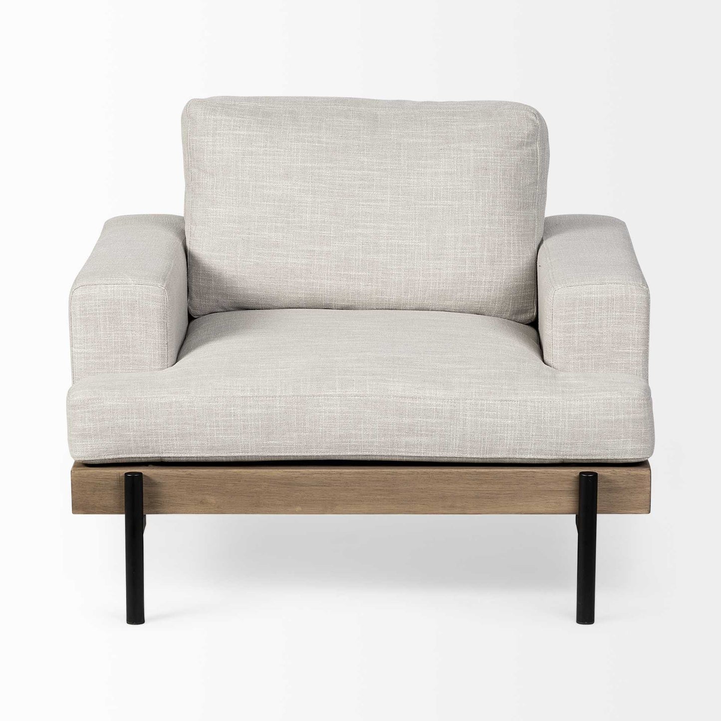 41" Cream and Black Fabric Arm Chair