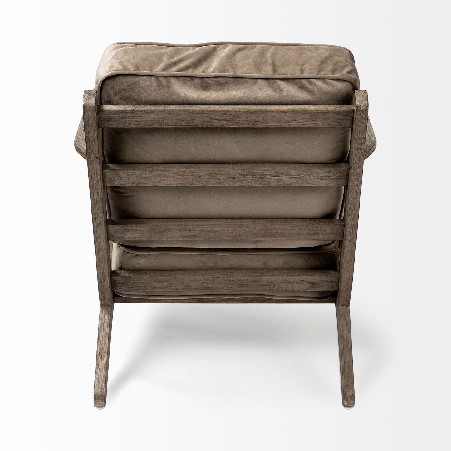 31" Olive Green and Brown Velvet Lounge Chair