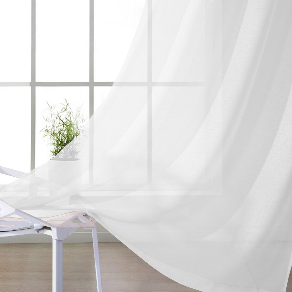 Set of Two 84" White Solid Modern Window Panels