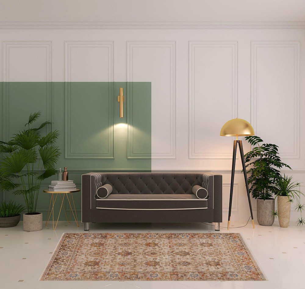 5' X 8' Ivory Oriental Area Rug