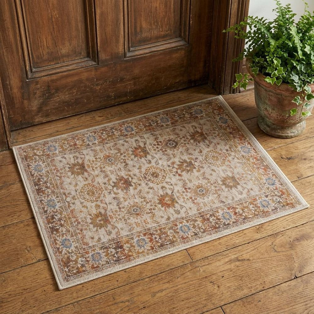 2' X 3' Ivory Oriental Area Rug