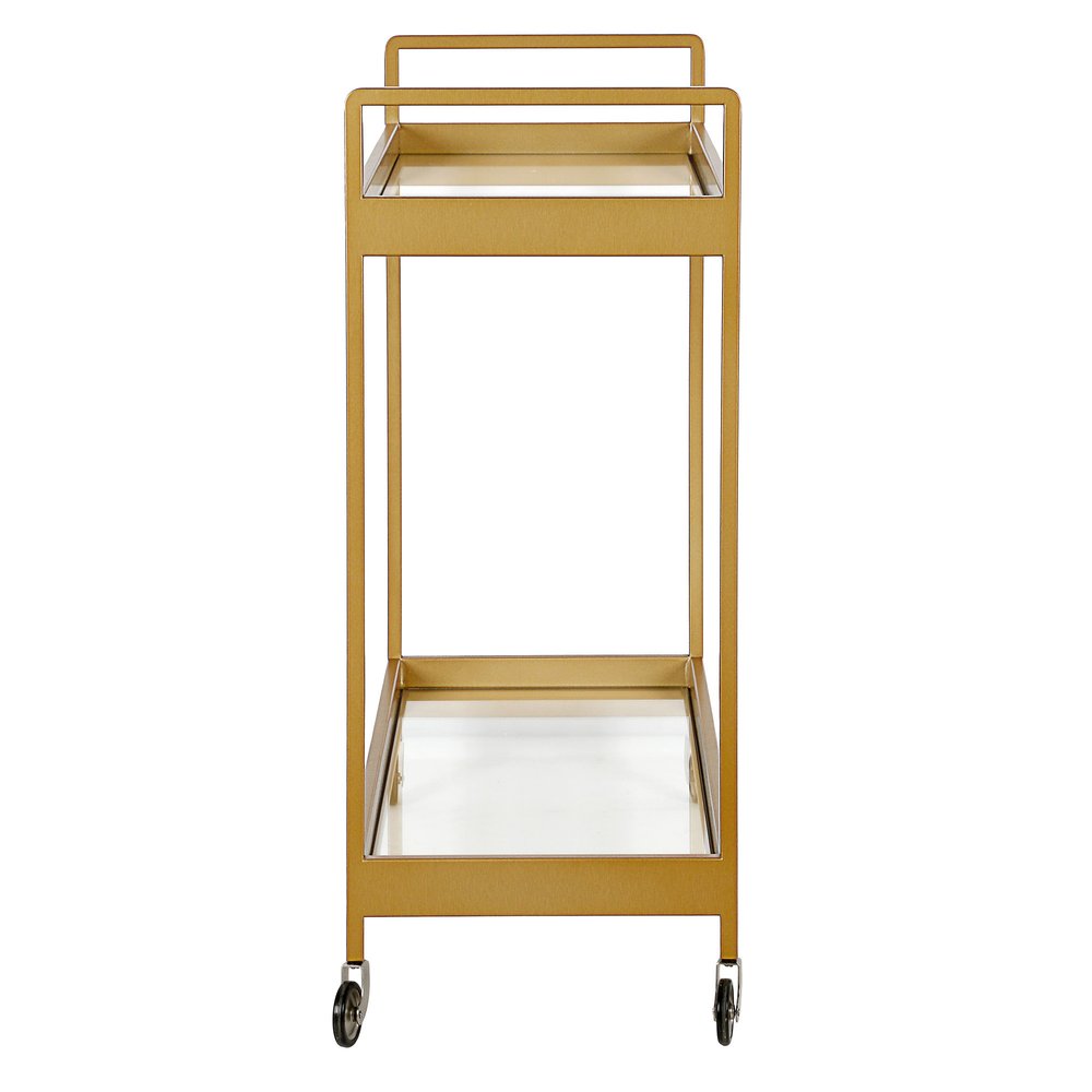Brass Steel And Glass Rolling Bar Cart