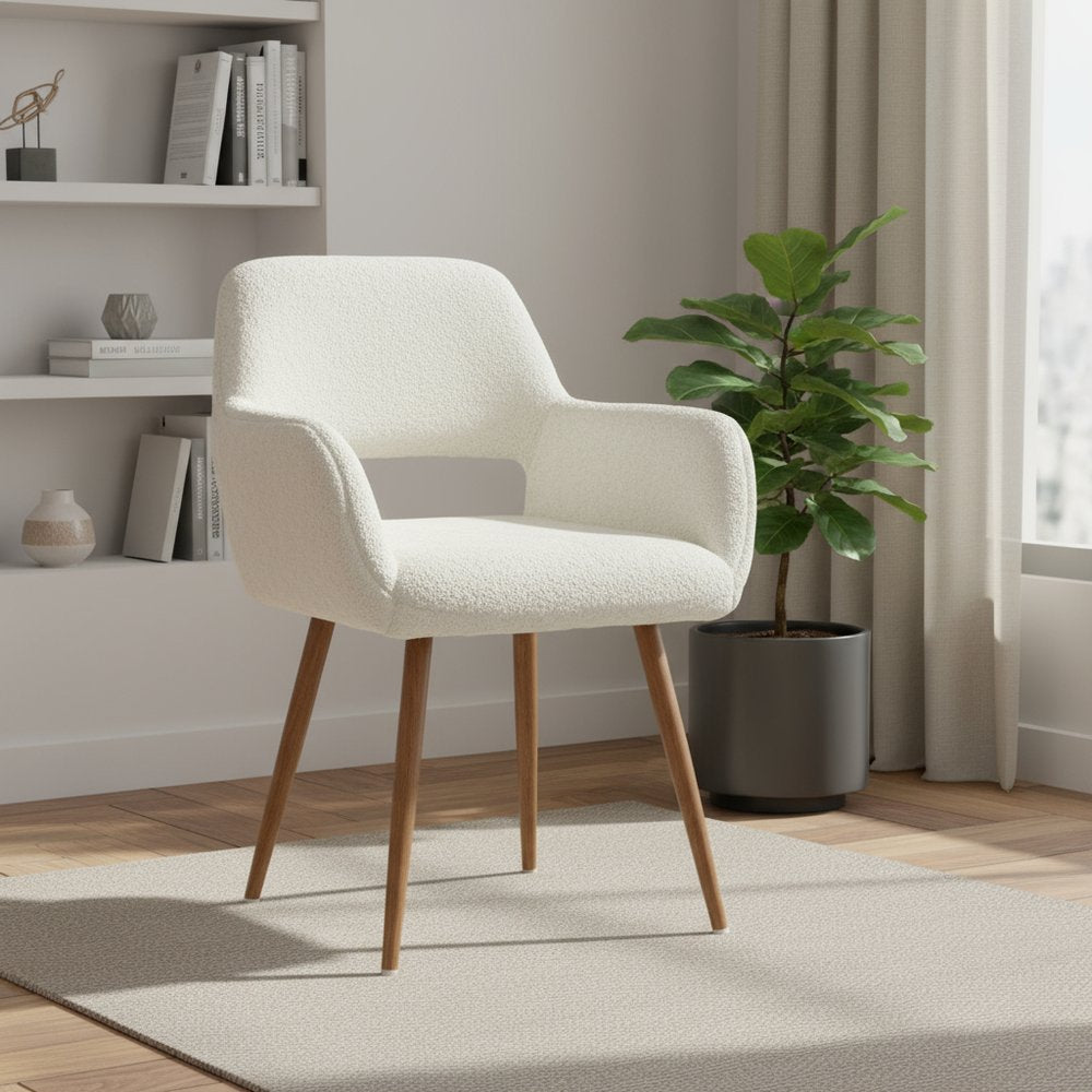 23" White and Brown Faux Fur Arm Chair