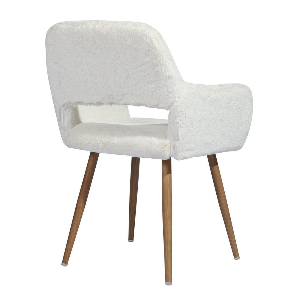 23" White and Brown Faux Fur Arm Chair