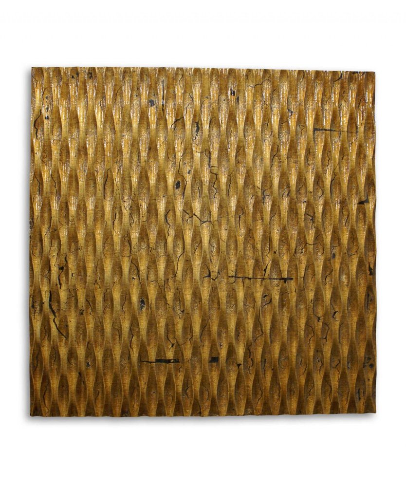 1 x 24 x 24 Gold Metallic Ridge - Wall Art Wood Wall Art