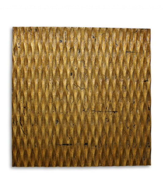 1 x 24 x 24 Gold Metallic Ridge - Wall Art Wood Wall Art