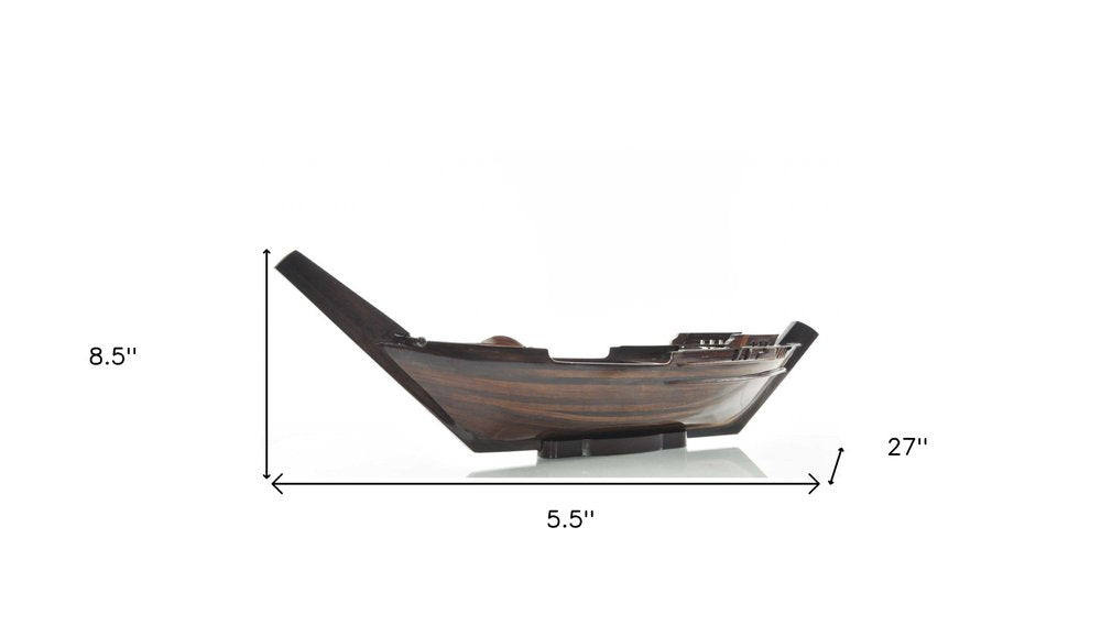 6" Dark Brown Novelty Wood Serving Tray With Handles