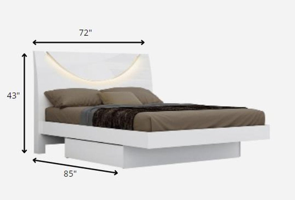 White Solid Wood King Bed Frame