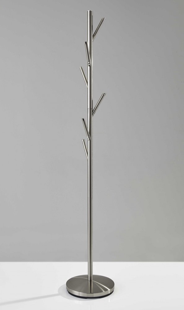 67" Brushed Steel Coat Tree Rack