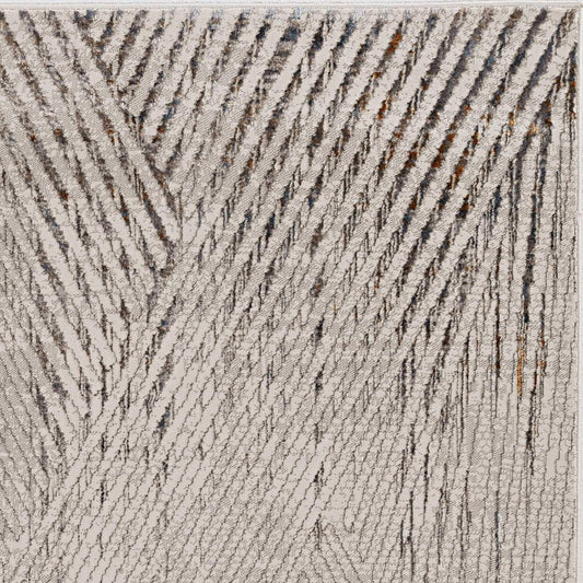 10' X 13' Ivory And Gray Geometric Area Rug