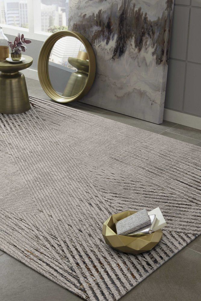 10' X 13' Ivory And Gray Geometric Area Rug