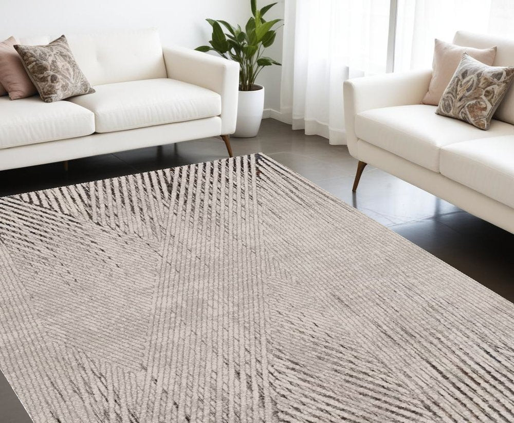 10' X 13' Ivory And Gray Geometric Area Rug