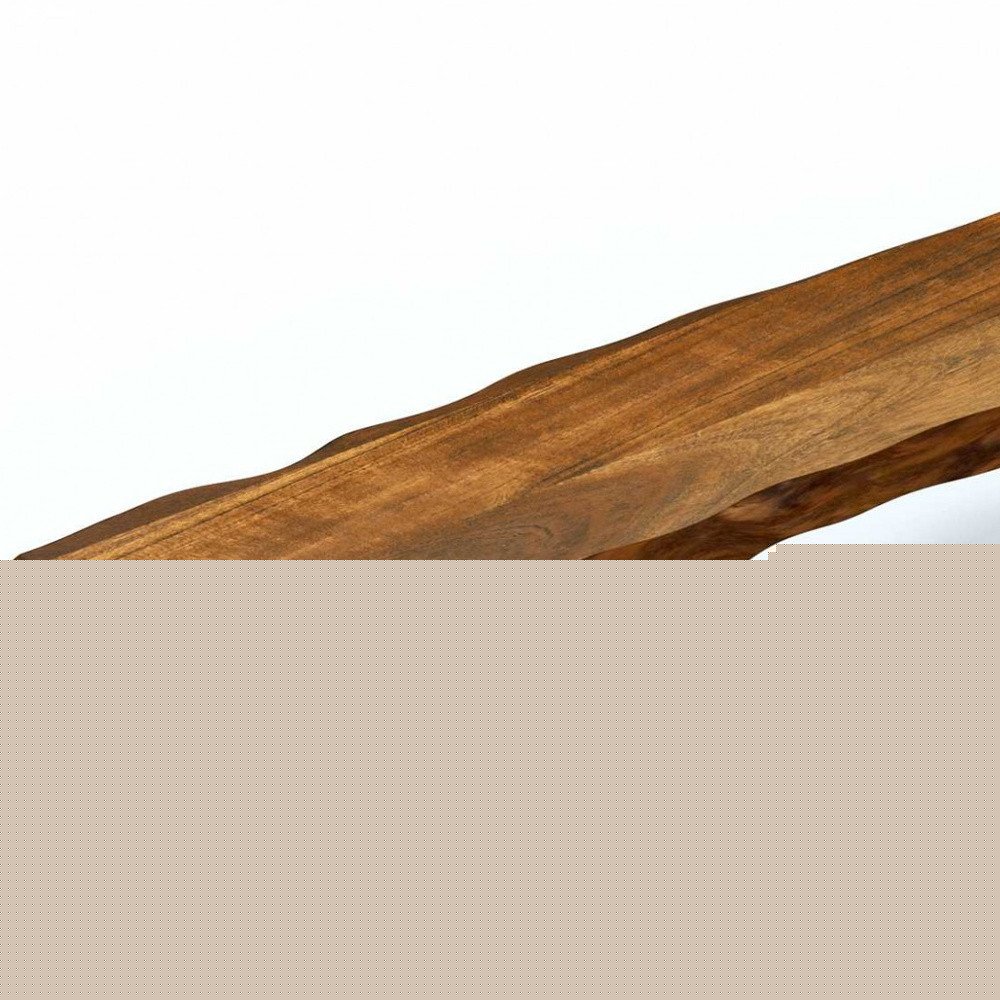 68" Brown and Black Live Edge Solid Wood Dining Bench