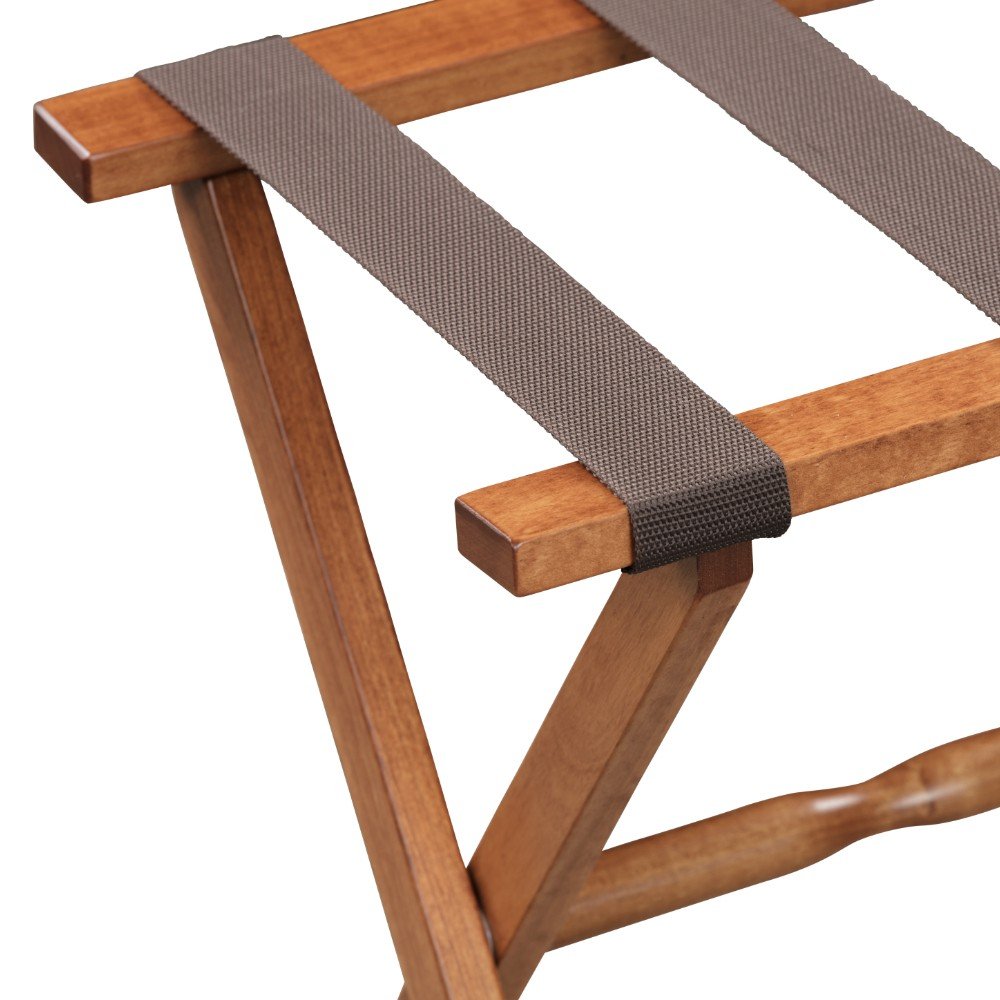 Hotel Light Walnut Folding Luggage Rack With Four Straps