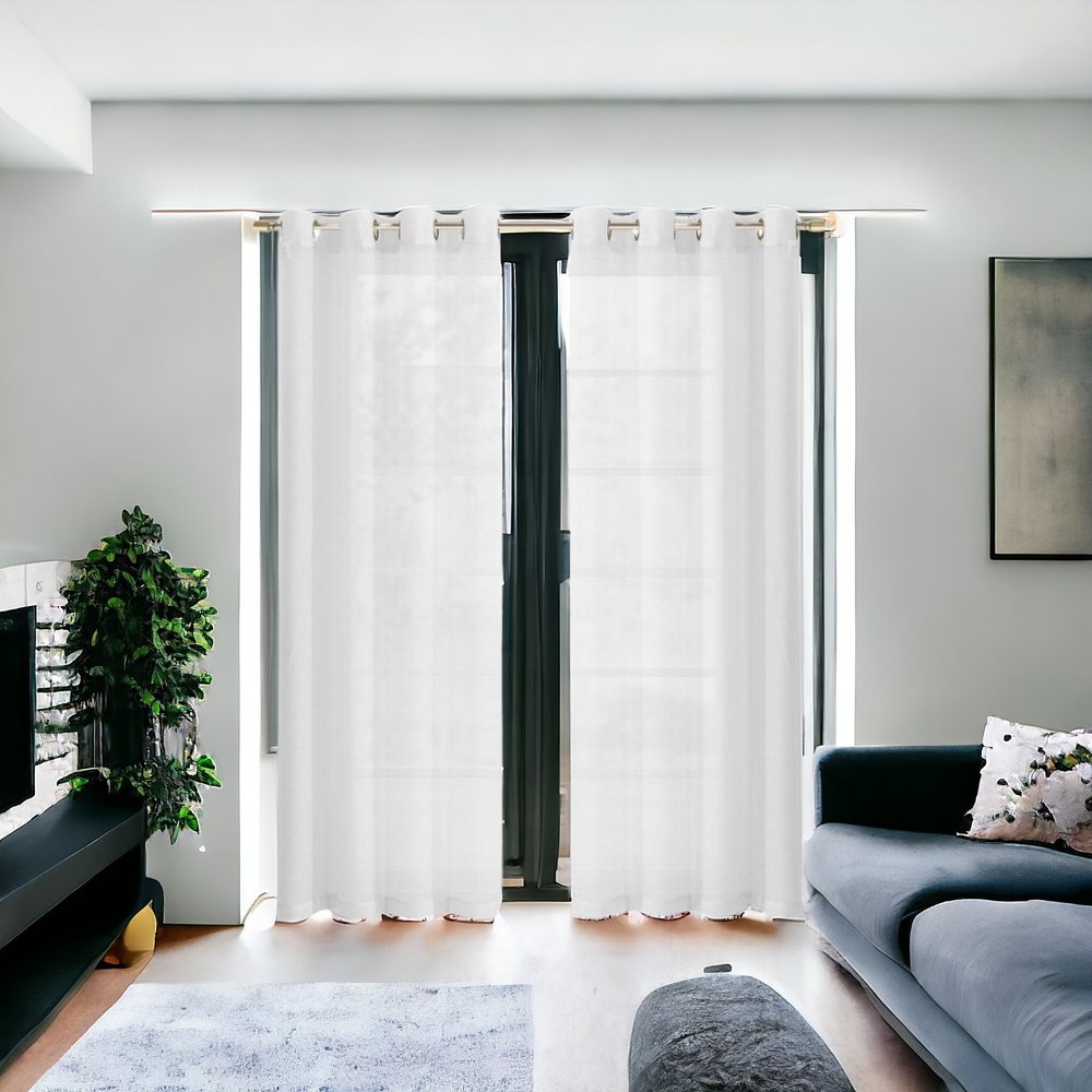 Set of Two 84"  White Solid Modern Window Panels