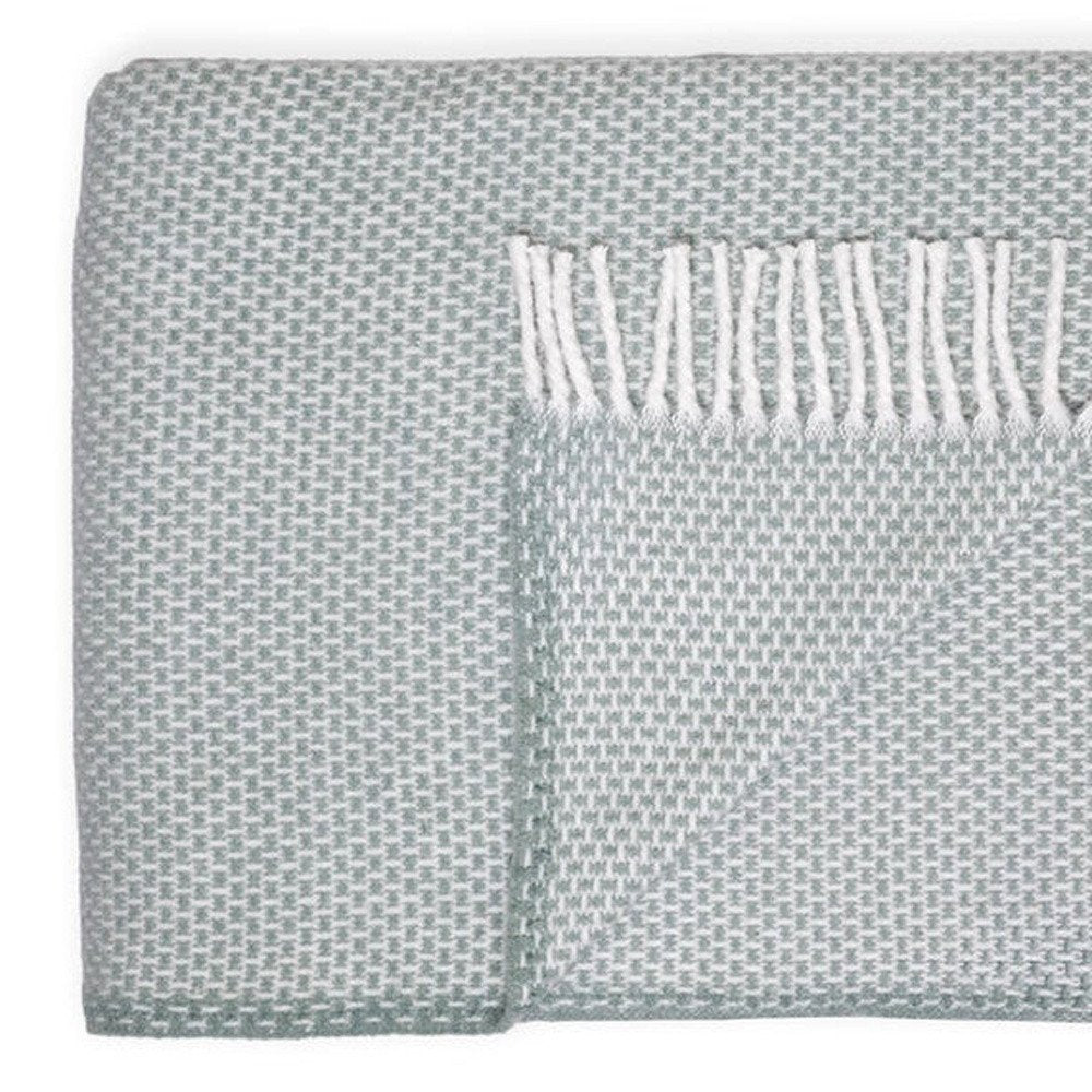 55" X 70" Sage Cotton Woven Plush Throw Blanket