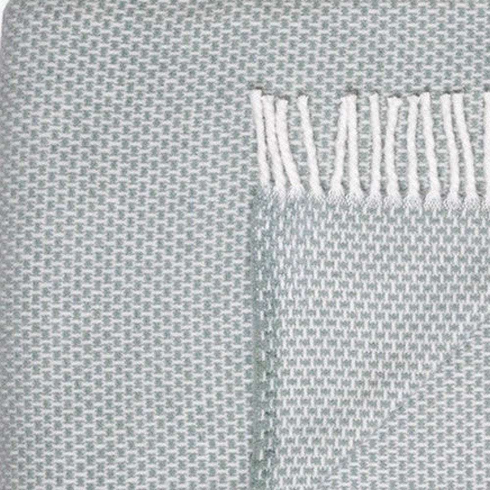 55" X 70" Sage Cotton Woven Plush Throw Blanket