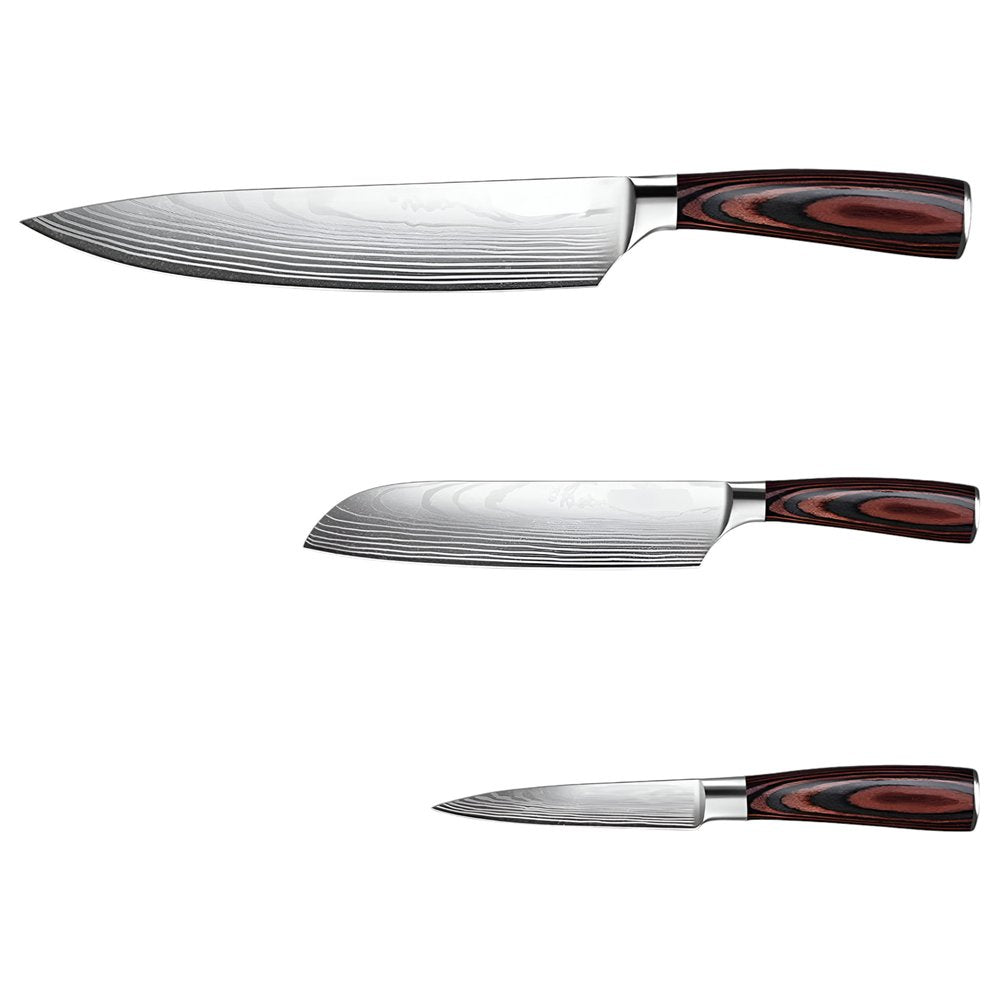 Black And Brown Wood Seven Piece Cutlery Set