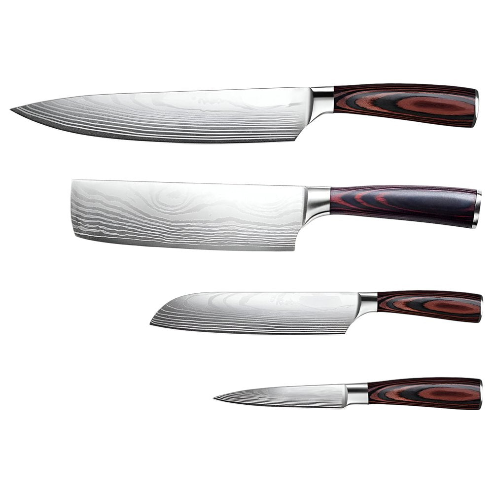 Black And Brown Wood Seven Piece Cutlery Set