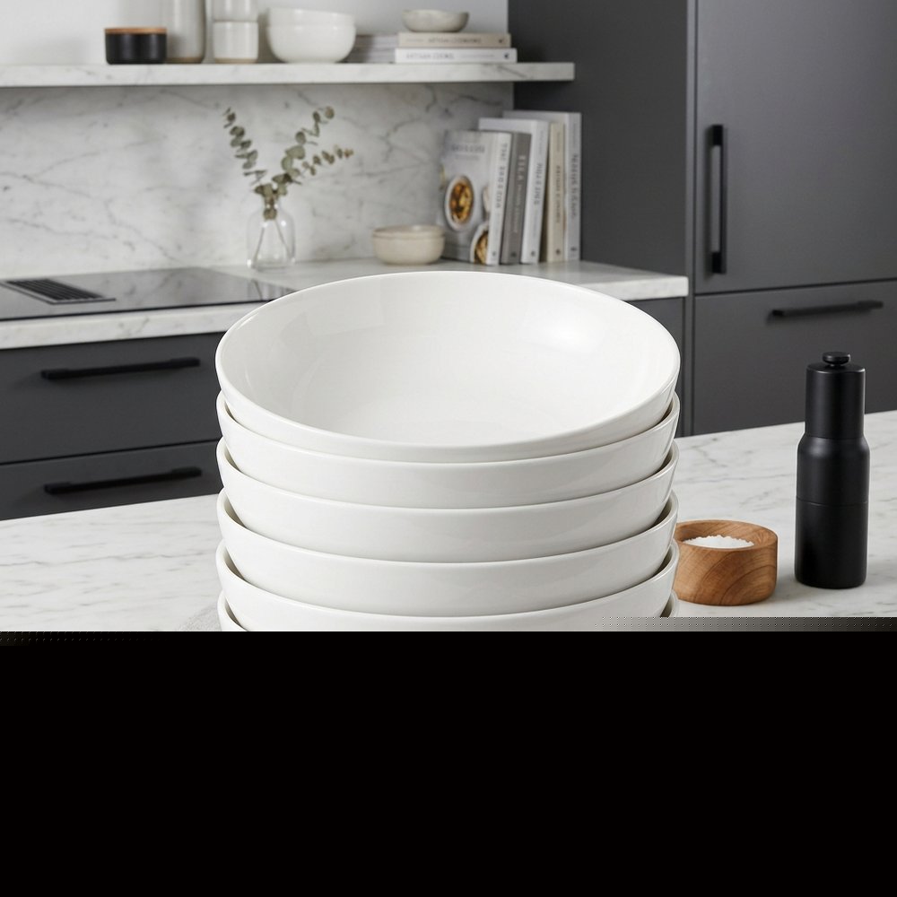 White Six Piece Porcelain Service For Six Bowl Set