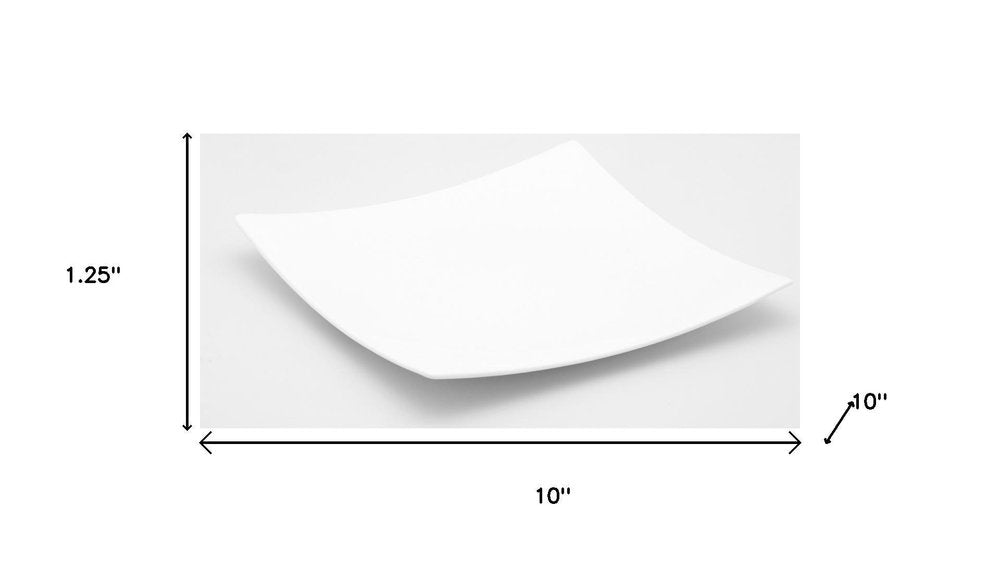 White Six Piece Square Bone China Service For Six Dinner Plate Set