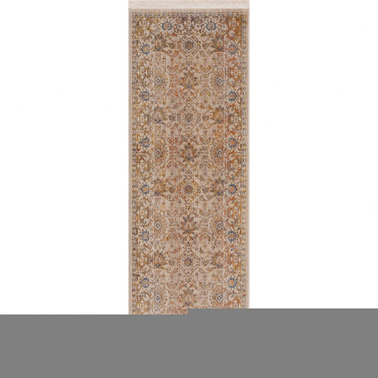 2' X 6' Ivory Oriental Runner Rug