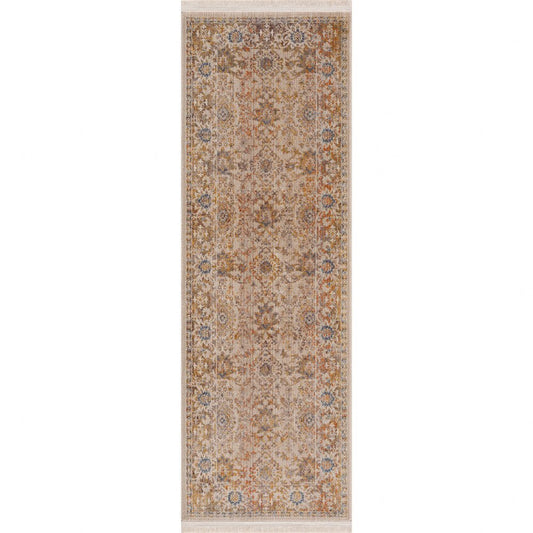 2' X 6' Ivory Oriental Runner Rug