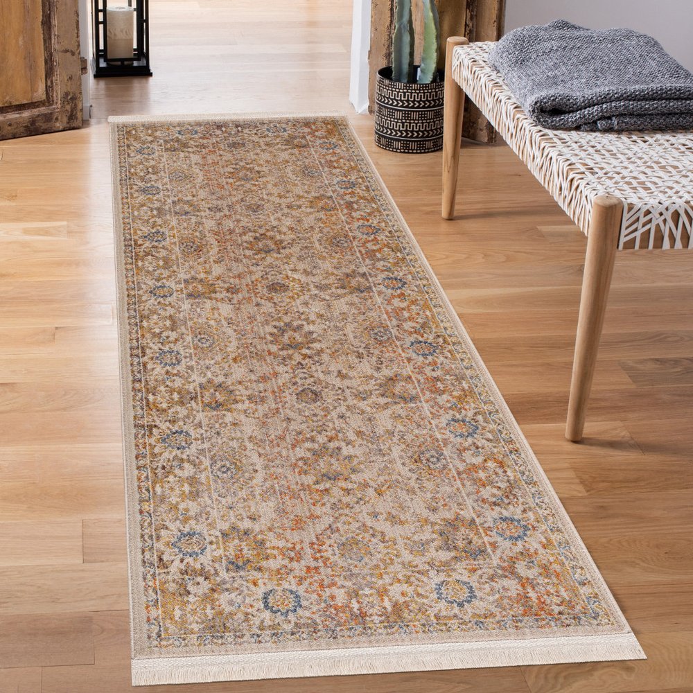 2' X 6' Ivory Oriental Runner Rug