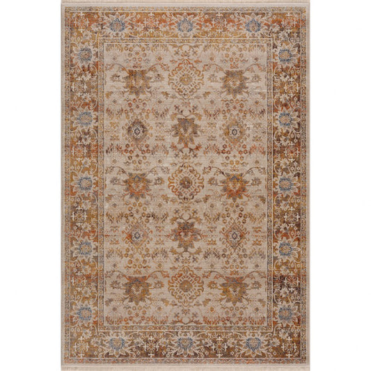 5' X 8' Ivory Oriental Area Rug