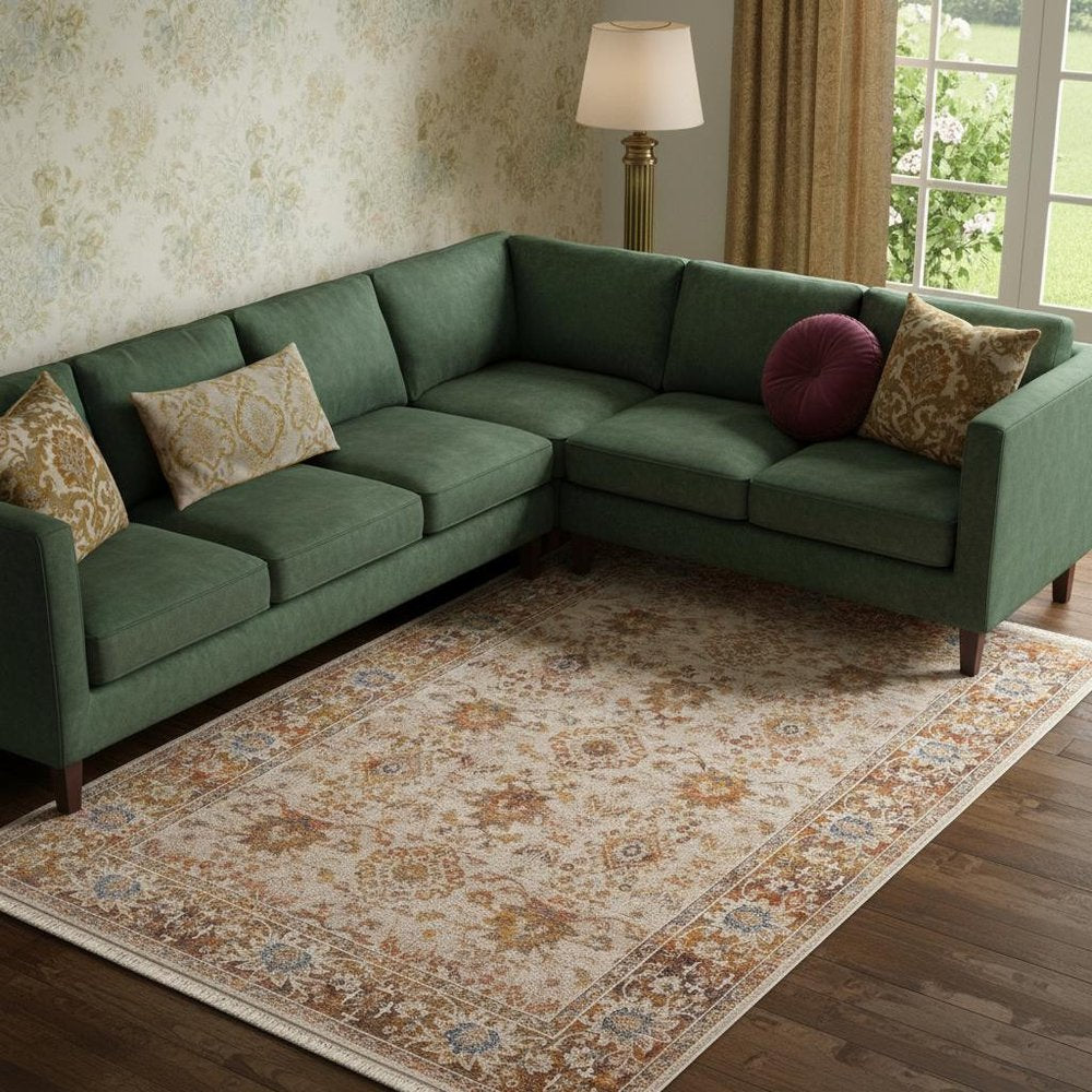 8' X 10' Ivory Oriental Area Rug
