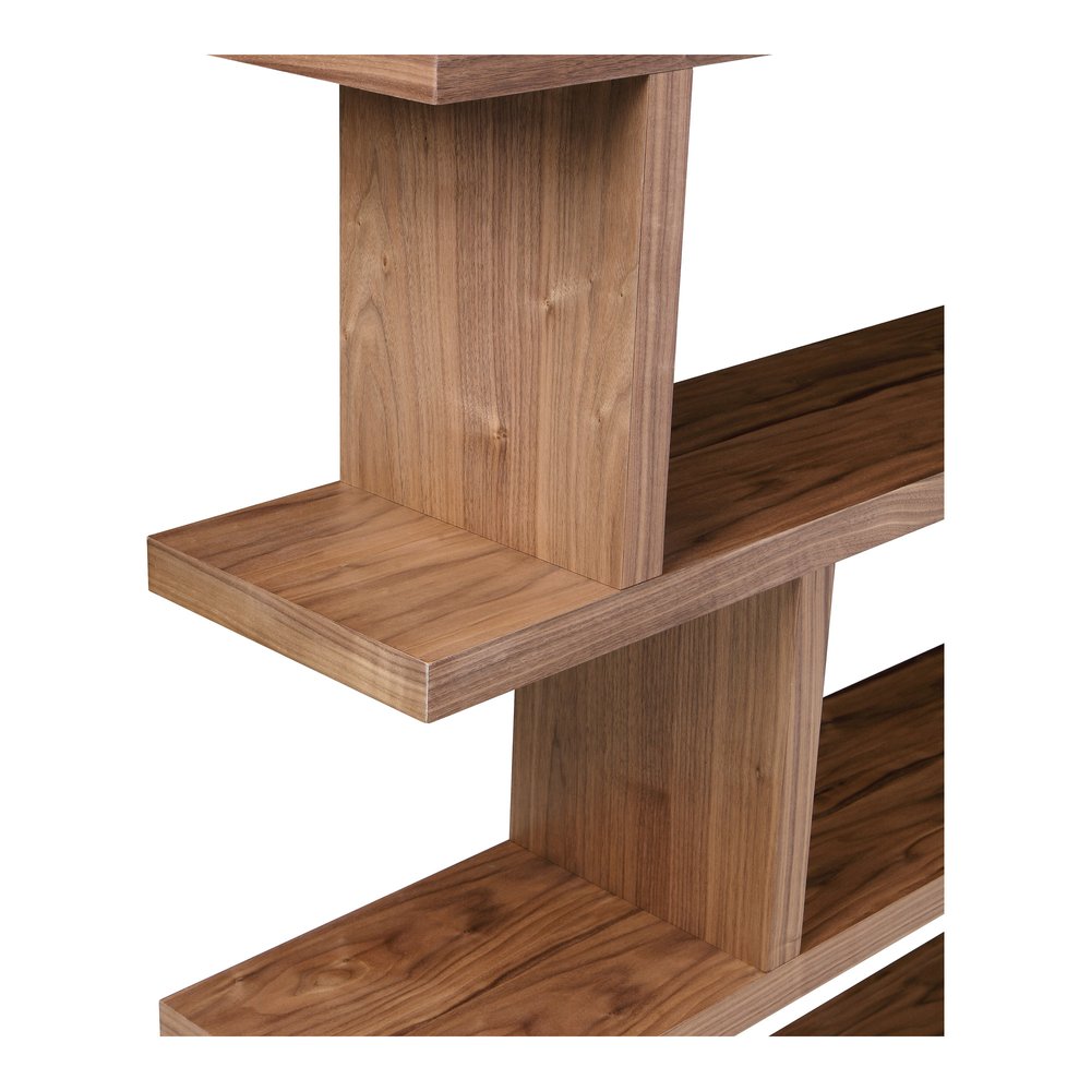 Brown And Natural Wood Five Tier Bookcase