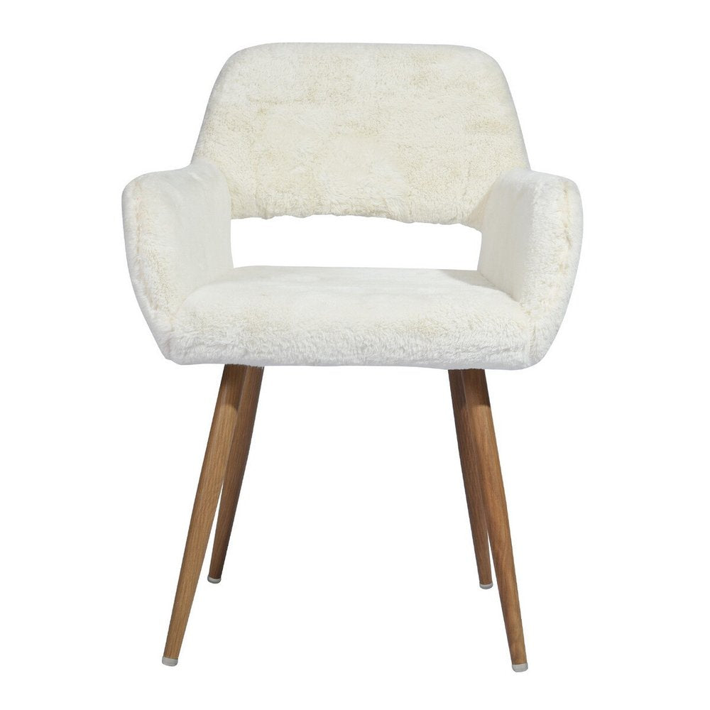 23" White and Brown Faux Fur Arm Chair