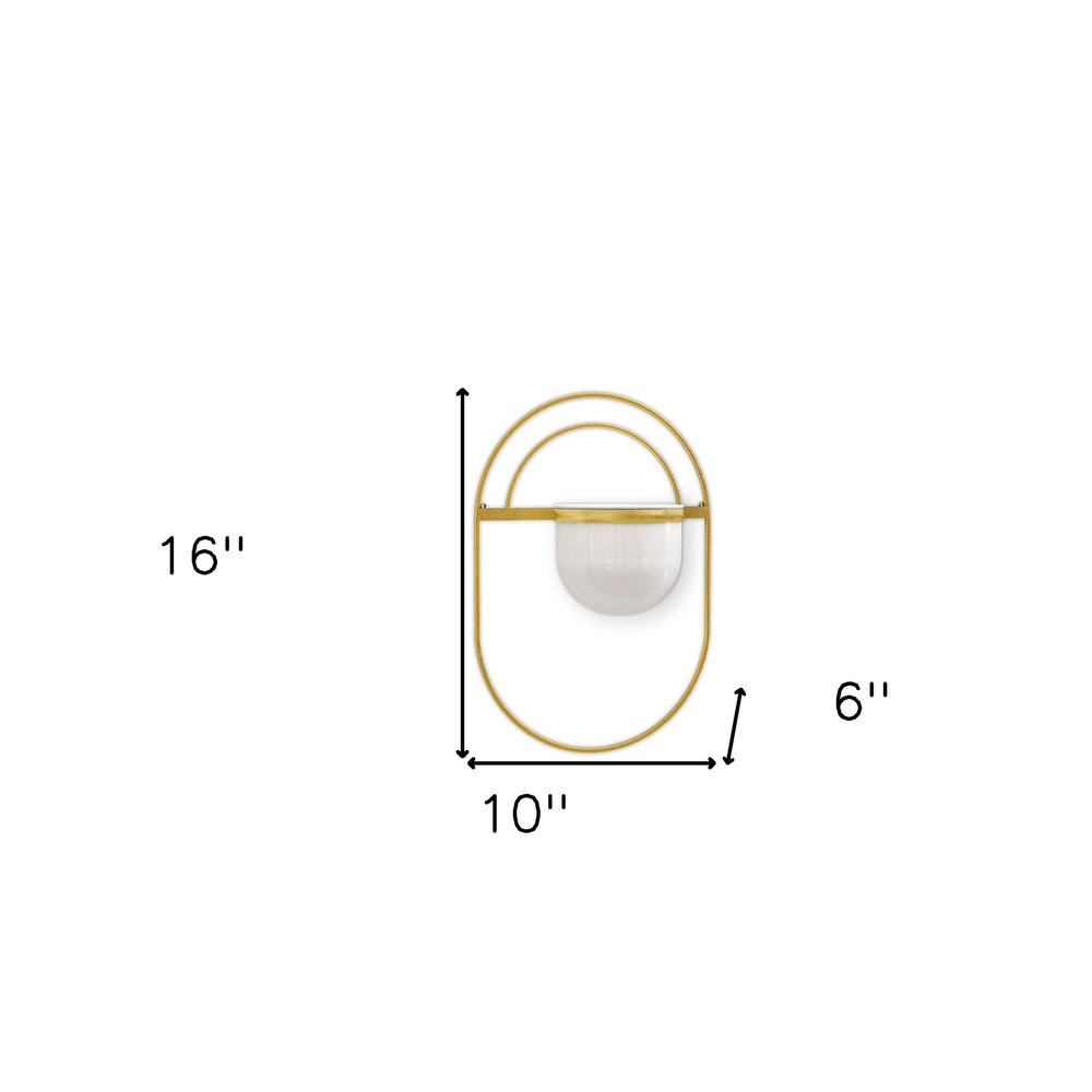 Set of Three Gold And White Metal 10 Ounce Wall Planters