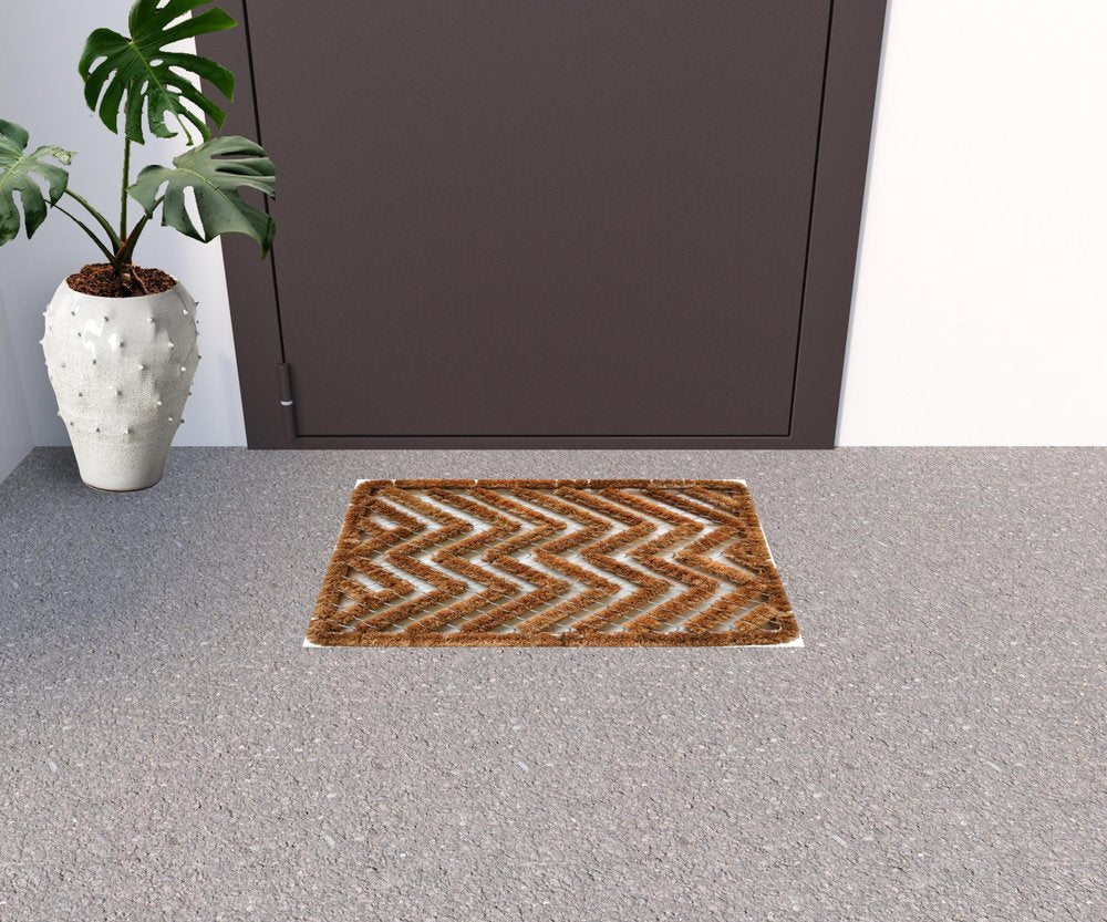 16" X 24" Brown Coir Zig Zag Outdoor Door Mat