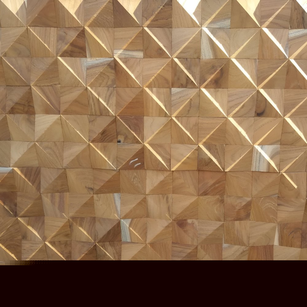 Brown 3D Embossed Diamond Teak Reclaimed Wood Decorative Wall Panels